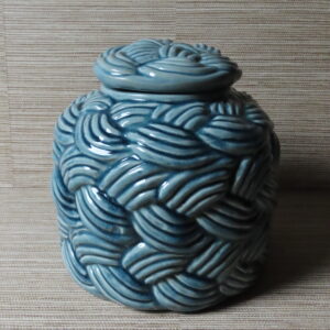 Keramiek Bewaar Pot Kabel Patroon Blauw