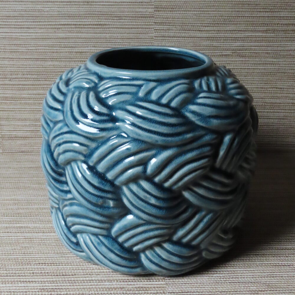 Keramiek Bewaar Pot Kabel Patroon Blauw - Afbeelding 2