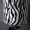 Zwart Glazen Vierkanten Tafellamp met Fluweel Zebra Print Kap - Afbeelding 3
