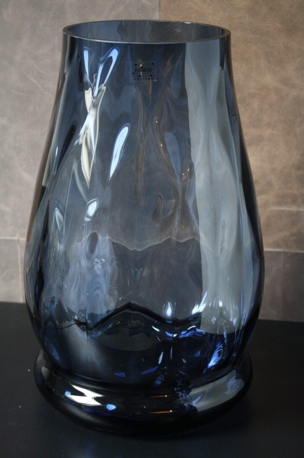 vervormen BES Oneffenheden Indigo Blauw Glazen Vaas met Diamant Design