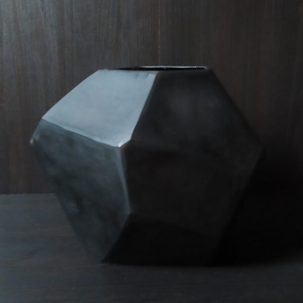 Glazen Pot Bruin/Amber met Geometrische Vlakken - Afbeelding 4