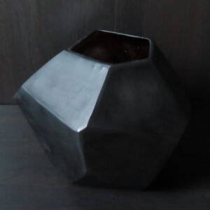 Glazen Pot Bruin/Amber met Geometrische Vlakken
