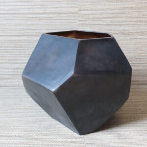 Glazen Pot Bruin/Amber met Geometrische Vlakken