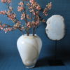 Decoratie Set Glazen Vaas Wit/Amber met Agaat Steen