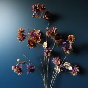 Artistieke Kunst Fuchsia met Paars/Bruin/Okergeel Bloemen L