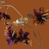Artistieke Kunst Fuchsia met Paars/Bruin/Okergeel Bloemen L - Afbeelding 3