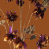 Artistieke Kunst Fuchsia met Paars/Bruin/Okergeel Bloemen L - Afbeelding 2