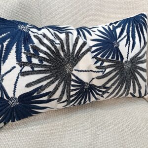Sierkussen met Palmblad Design Blauw/Wit