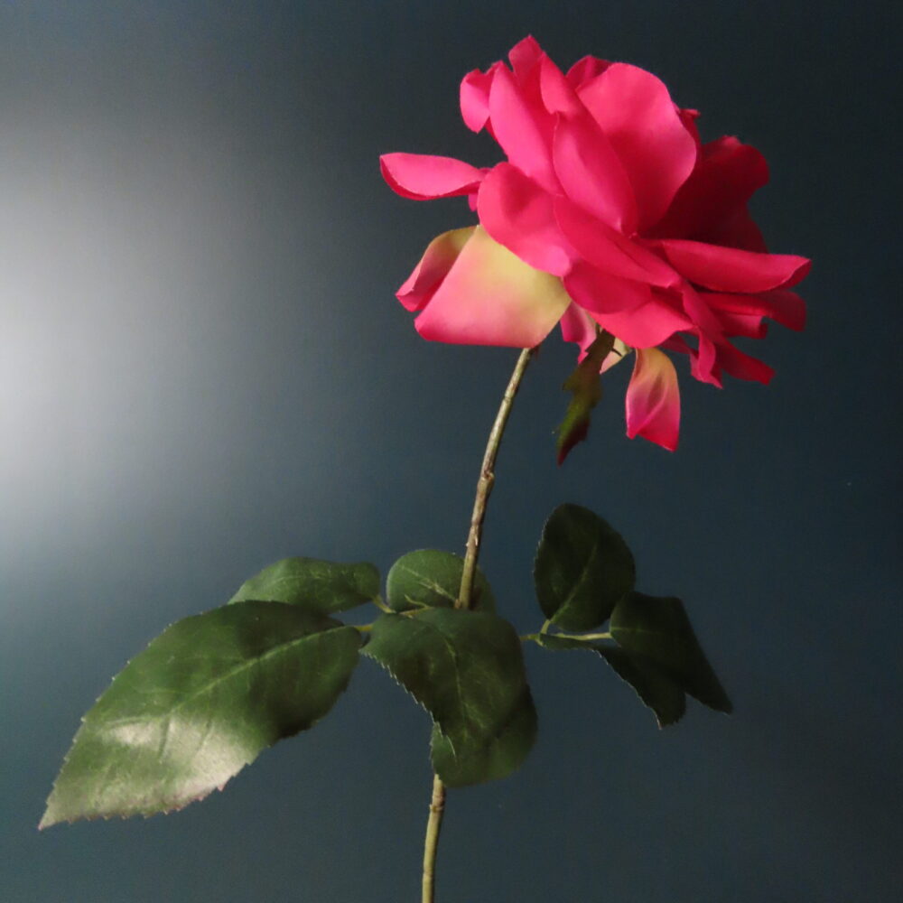 Kunst Zijde Bloem Provence Roos Cerise/Groen