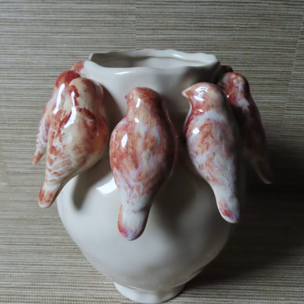 Keramiek Vaas Beige met Terra Vogels - Afbeelding 2