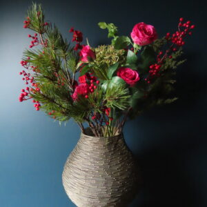 Sfeervolle Decoratie Metalen Vaas met 2 Windlichten Brons