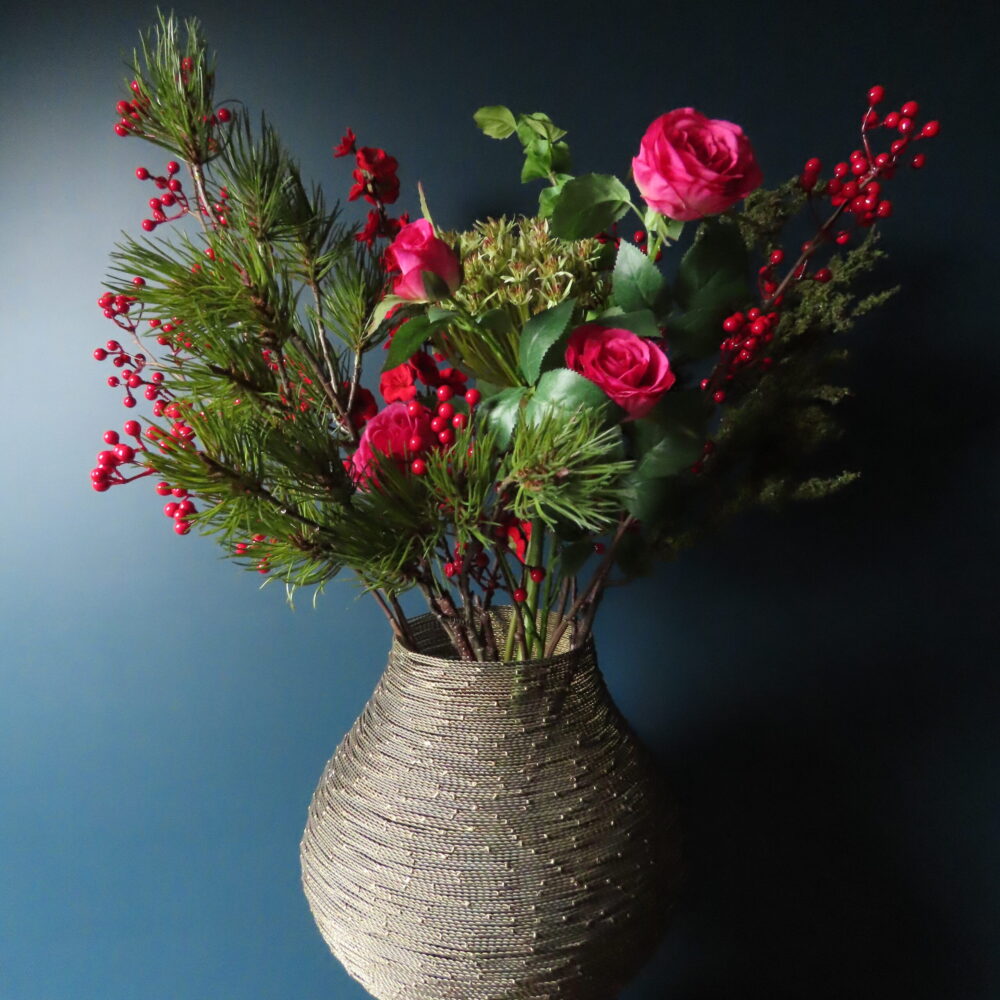 Sfeervolle Decoratie Metalen Vaas met 2 Windlichten Brons