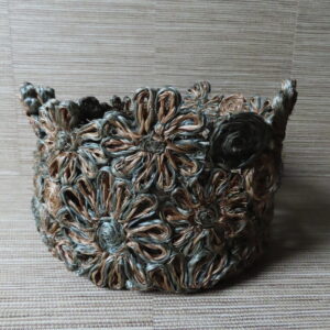 Decoratieve Opbergmand met Bloemen Zeegroen/Bruin L