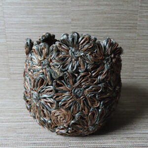 Decoratieve Opbergmand met Bloemen Zeegroen/Bruin S