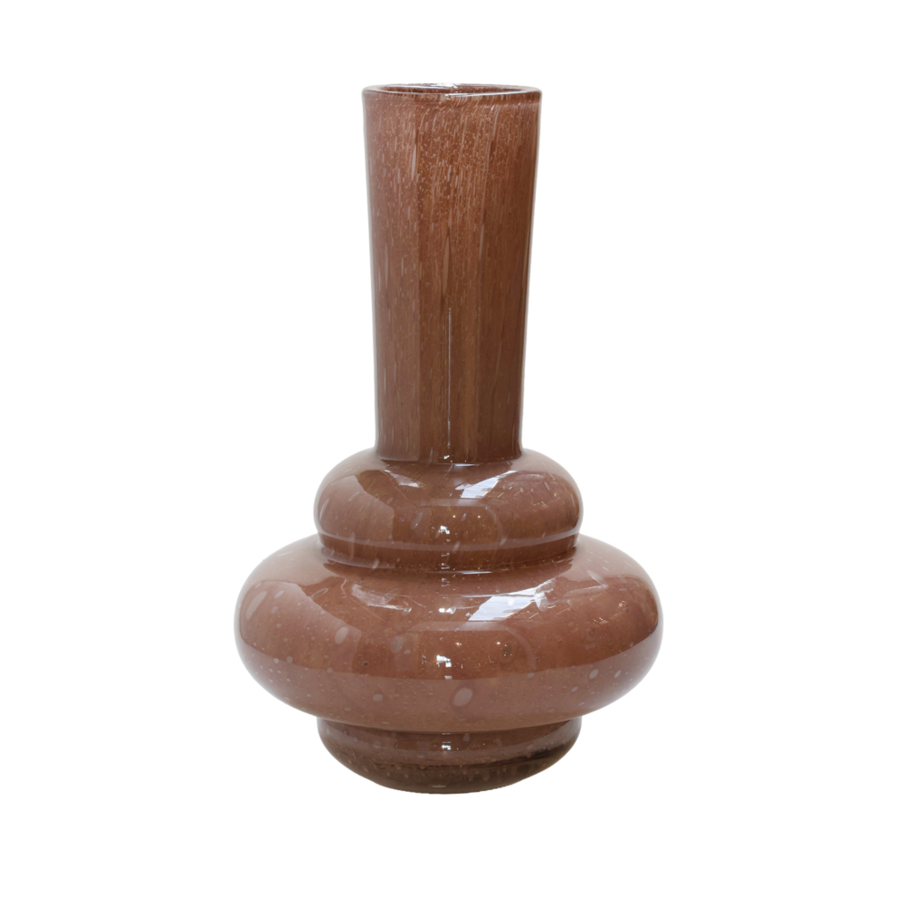 Handgemaakte Glazen Vaas Ronde Vorm Bruin