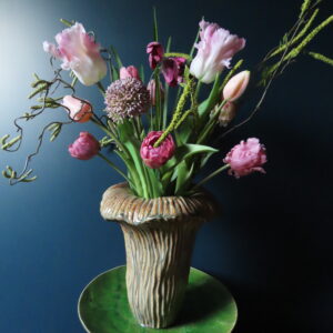 Kunst Tulpen Mix met Bloemkelk Vaas Bruin